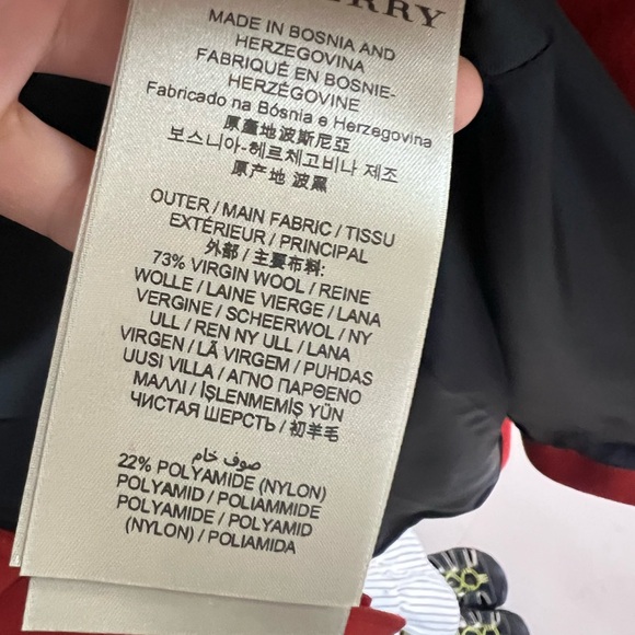 Brand new AUTHENTIC BURBERRY virgin wool and cashmere blend red-orange coat US8 - Picture 8 of 10